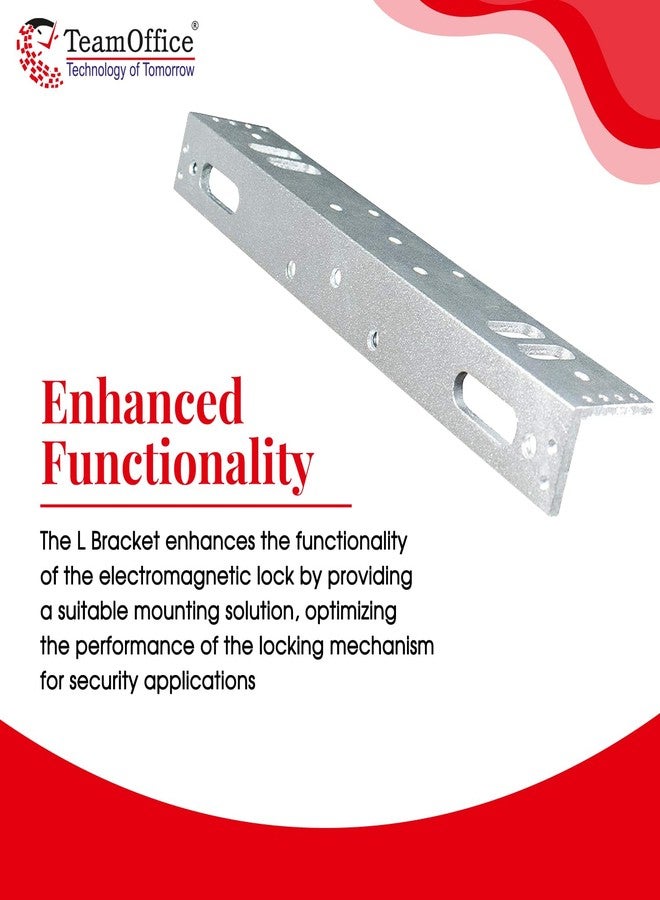 Team Office L Bracket for 600 LBS EM Lock - Aluminum Mounting Bracket for Electromagnetic Door Lock, Compatible with Access Control Systems - Image 3